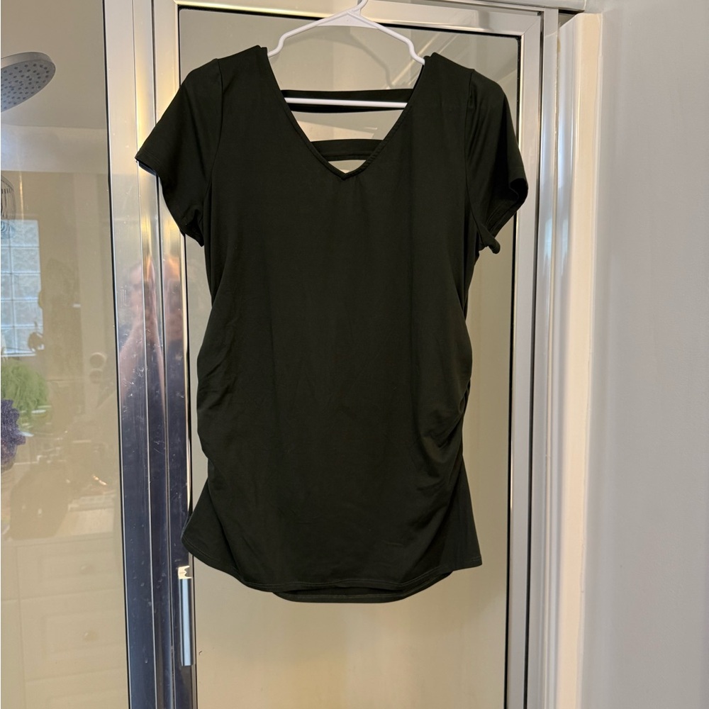 Dark Green V-Neck Maternity shirt